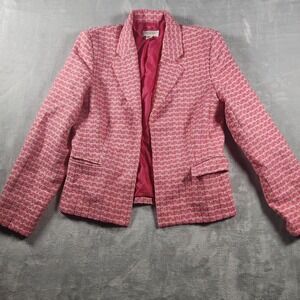 Talbots Blazer 10 Pink Tweed Linen Preppy Classic Barbiecore Career Workwear